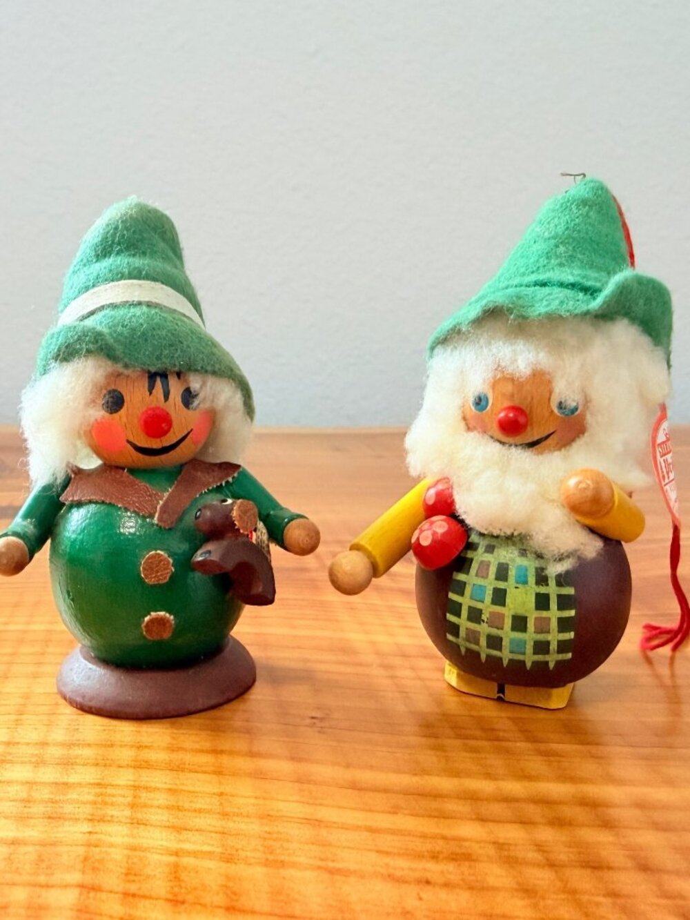 Steinbach Volkskunst Vintage Lot of 2 Wooden Christmas  Holiday Ornament.